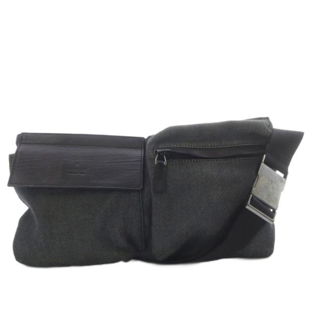 【中古】グッチ GUCCI ウエストバッグ ボディバッグ ショルダーバッグ 斜め掛け キャンバス グレー 28566