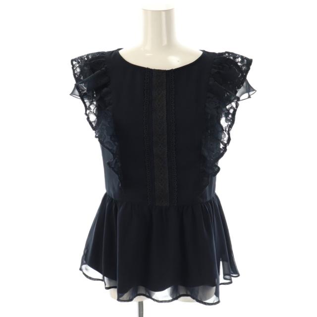 【中古】トッカ 25AW DANCING LACE TOPS トップス ブラウス フレンチスリーブ S ネイビー /DO ■OS レディース