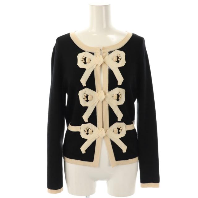 【中古】トッカ Archive Collection 洗える!AURORAKNITカーディガン ニット 長袖 S ブラック ベージュ /DO ■OS