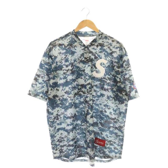 【中古】シュプリーム SUPREME 25SS S Logo Baseball Henley Digi Camo シャツ 半袖 L グレー マルチカラー Sロゴ
