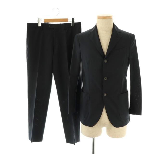 【中古】ラルディーニ LARDINI easy wear スーツ セットアップ テーラードジャケット テーパードパンツ 44 46 紺