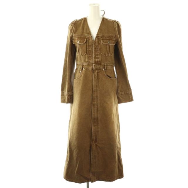 【中古】アメリヴィンテージ Ameri VINTAGE ADORABLE BACK RIBBON DENIM DRESS ワンピース デニム ロング XS キャメル