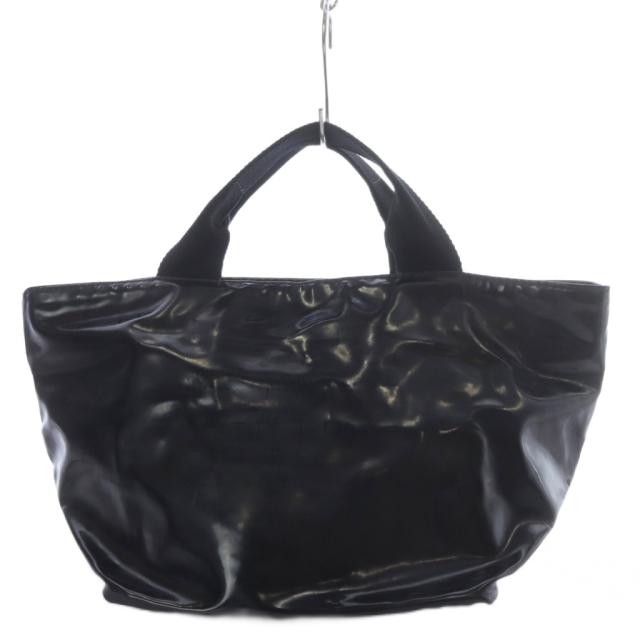 【中古】エルベシャプリエ Herve Chapelier 1027 VEヴェルニパテント舟型トートバッグ ハンドバッグ ブラック