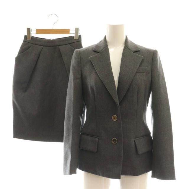 【中古】ディー&ジー ドルガバ ドルチェ&ガッバーナ D&G ウールジャケットスカートセットアップ テーラード 36 グレー
