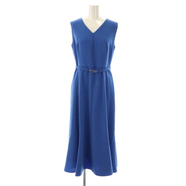 【中古】アナイ ANAYI ストレッチクロスベルト付き ワンピース Vネック 38 ブルー /CX ■OS レディース