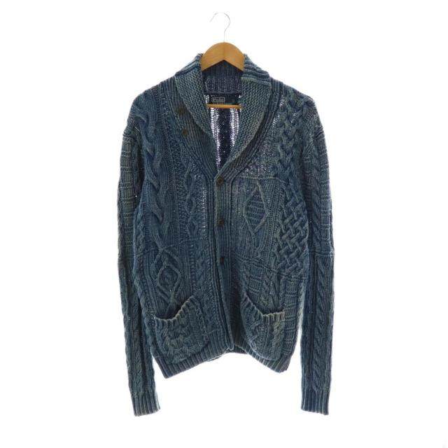 【中古】ポロ バイ ラルフローレン Polo by Ralph Lauren ケーブル編みニットカーディガン S ネイビー /ES メンズ