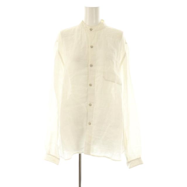 【中古】デニスコロン Denis Colomb リネンバンドカラーシャツ 長袖 ホワイト /ES ■OS ■SH レディース