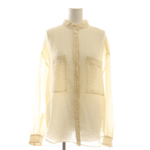 【中古】ロンハーマン Ron Herman 24AW セルロースバンドカラーシャツ ブラウス S アイボリー /DF ■OS レディース