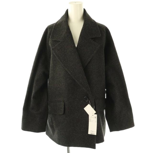 【中古】未使用品 マーガレットハウエル MARGARET HOWELL 24AW ウールダブルショートコート アウター 1 チャコール /DF ■OS  レディース