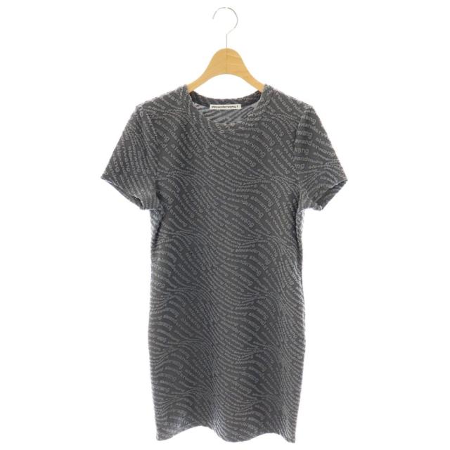 【中古】ティーバイアレキサンダーワン 25AW モノグラムジャガードミニワンピース 半袖 総柄 M グレー