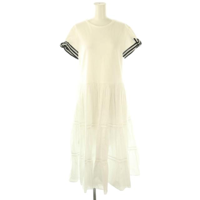 【中古】ボーダーズアットバルコニー BORDERS at BALCONY BALLERINA TEE DRESS ワンピース ロング 半袖 38 ホワイト
