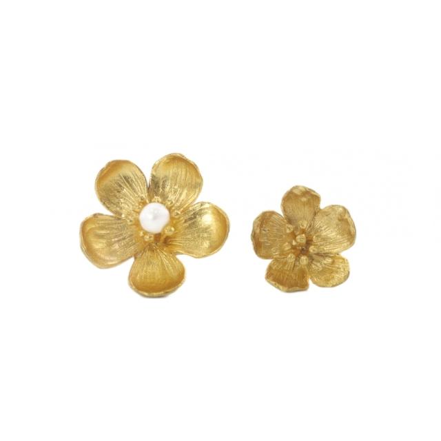 【中古】カジャビジュー KAJA BIJOUX フラワーリング 2個セット 15号 12号 ゴールド色 /SR レディース