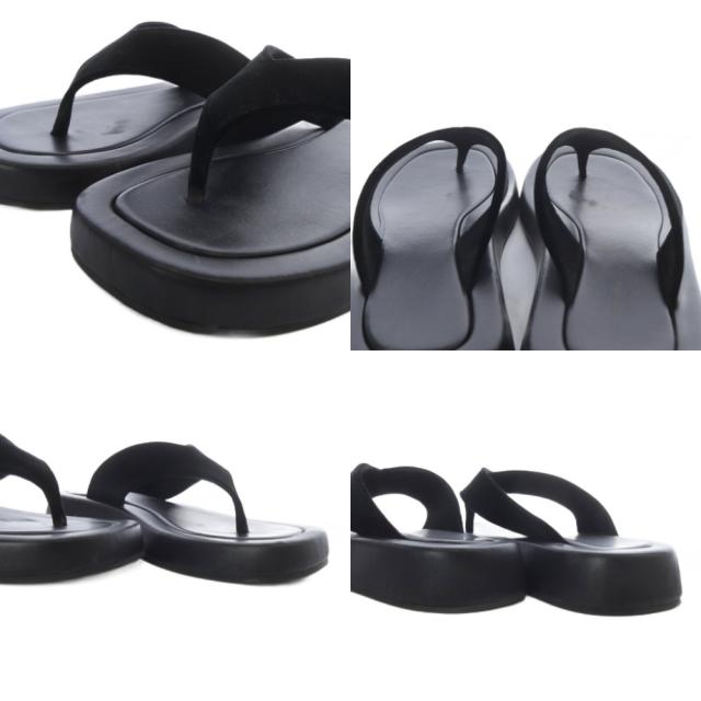 【中古】ザロウ THE ROW L'Appartement取り扱い GINZA SANDAL ベルベット サンダル トング フラット 36 ブラック 中古】ザロウ THE ROW L'Appartement取り扱い GINZA SANDAL ベルベット
