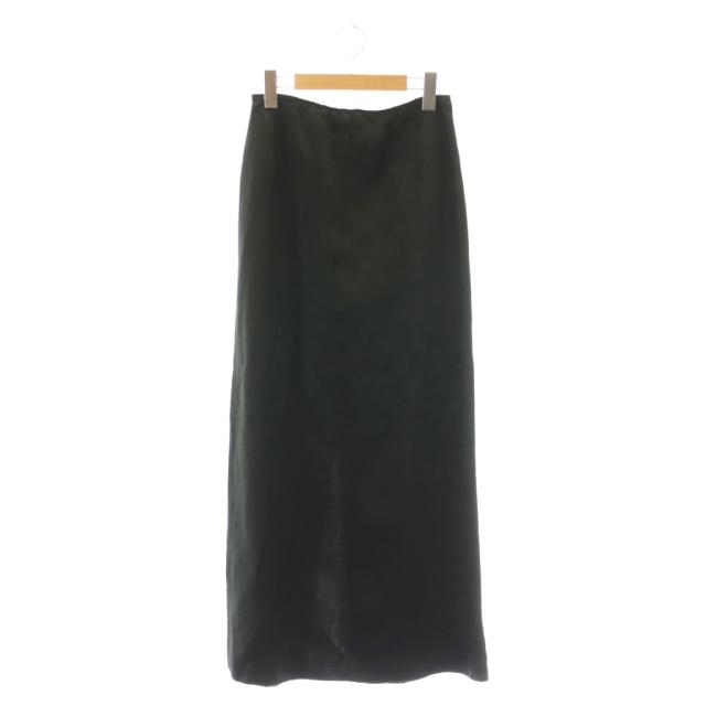 【中古】アストラット ASTRAET 25SS カルゼ タイトロングスカート スリット サテン 0 ブラック レディース