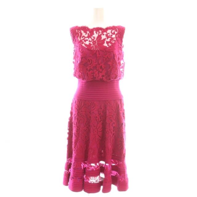 【中古】タダシショージ TADASHI SHOJI ノースリーブドレス ワンピース 2 ピンク チュール レース /CX ■OS