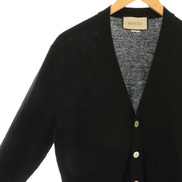 【中古】グッチ GUCCI ロゴポケットカーディガン ニット 長袖 カシミヤ ウール混 XS 黒 /NR ■OS ■SH メンズ 中古】グッチ GUCCI ロゴポケットカーディガン ニット 長袖 カシミヤ