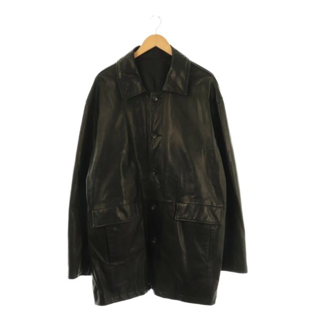 【中古】シュタイン stein LEATHER CAR JACKET ジャケット アウター ステンカラー 山羊革 L 黒 ブラック 総裏地