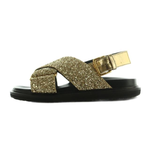 【中古】マルニ MARNI グリッター フスベットサンダル 36 23.0cm ゴールドカラー FBMS006101 /MI ■OS レディース