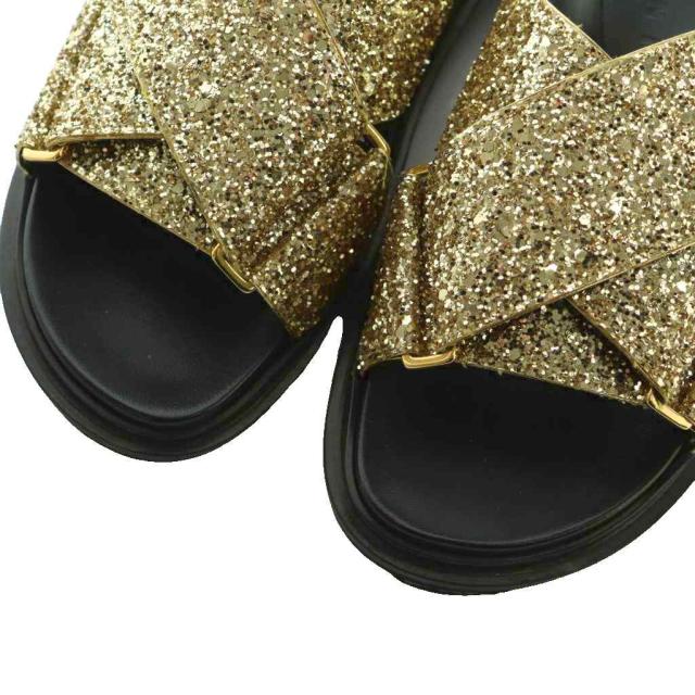 【中古】マルニ MARNI グリッター フスベットサンダル 36 23.0cm ゴールドカラー FBMS006101 /MI ■OS レディース