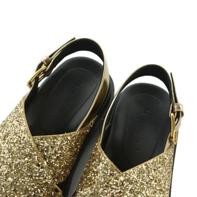 【中古】マルニ MARNI グリッター フスベットサンダル 36 23.0cm ゴールドカラー FBMS006101 /MI ■OS レディース