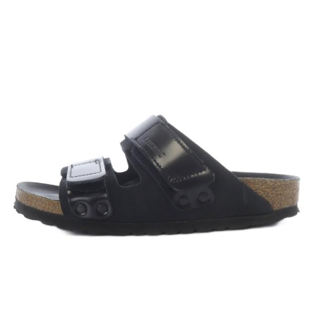 【中古】ビルケンシュトック BIRKENSTOCK ウジ UJI サンダル フラット ベルクロ レザー 23cm ブラック 026570 /YO25