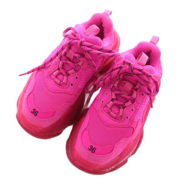 【中古】バレンシアガ トリプルS TRIPLE S スニーカー シューズ US6 24.0cm ショッキングピンク 544351 レディース