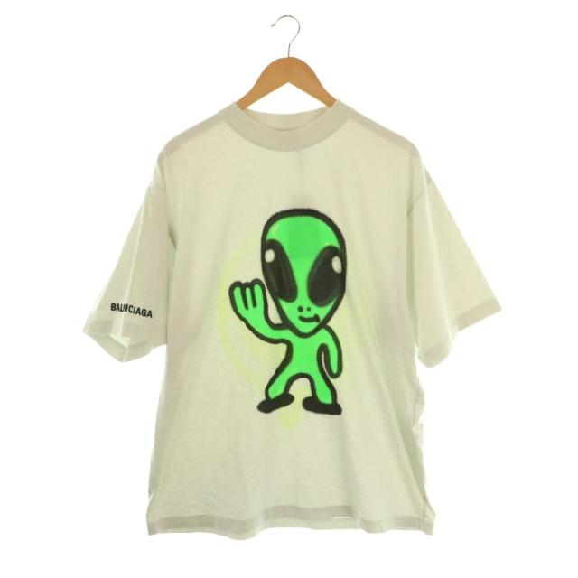 【中古】バレンシアガ UNISEX 近年モデル High There + Dripley Tシャツ カットソー 半袖 XS グレー グリーン