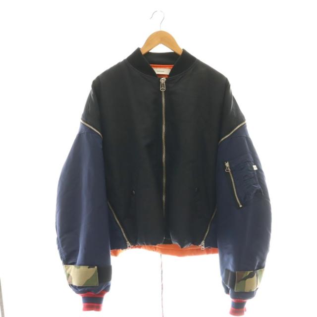 【中古】ファセッタズム FACETASM MA-1 フライトジャケット ブルゾン ジップアップ 黒 紺 FNT-JK-M09 /CX ■OS ■SH