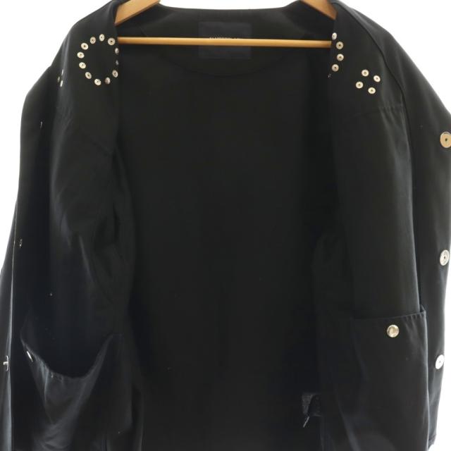 【中古】オールモストブラック ALMOSTBLACK スタッズノーカラージャケットブルゾン 2 黒 ブラック スナップボタン_2