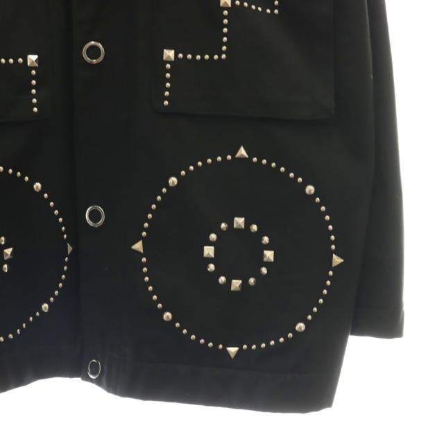 【中古】オールモストブラック ALMOSTBLACK スタッズノーカラージャケットブルゾン 2 黒 ブラック スナップボタン_4