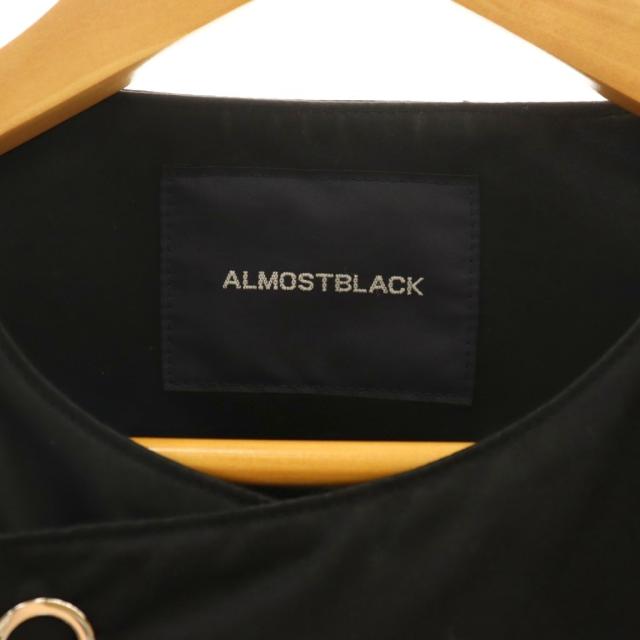 【中古】オールモストブラック ALMOSTBLACK スタッズノーカラージャケットブルゾン 2 黒 ブラック スナップボタン_6