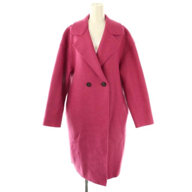 【中古】ハリスワーフロンドン Harris Wharf London ウール ダブル ロングコート チェスターコート 38 ピンク