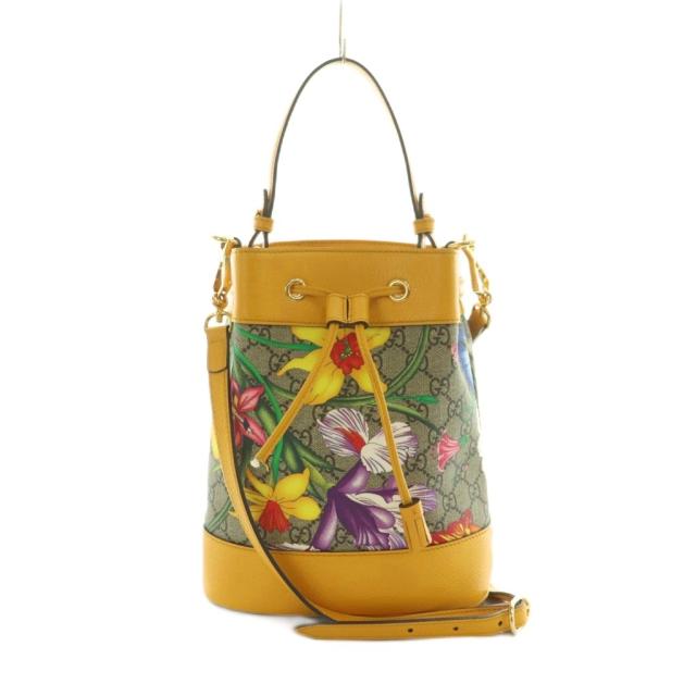 【中古】グッチ オフィディア スモール バスケットバッグ 2WAY ハンドバッグ ショルダーバッグ イエロー 550621