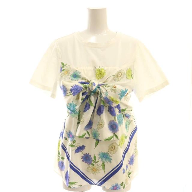 【中古】ダイアグラム グレースコンチネンタル 25SS スカーフプリントトップス Tシャツ カットソー 36 白 ホワイト