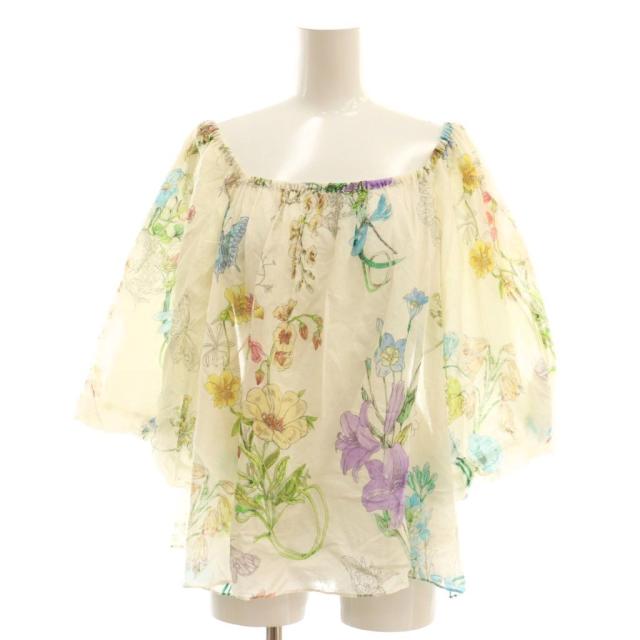 【中古】グレースクラス 25SS ボタニカルドレープブラウス シャツ プルオーバー 36 アイボリー マルチカラー /CX