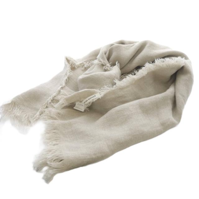 【中古】ASAUCE MELER アソースメレ リネン大判 フリンジストール ベージュ /SR レディース