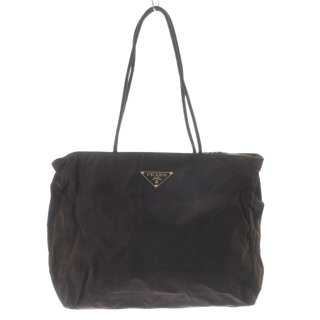 【中古】プラダ PRADA ナイロン 三角プレート 肩掛け ショルダーバッグ 茶色 ブラウン /SR ■OH レディース