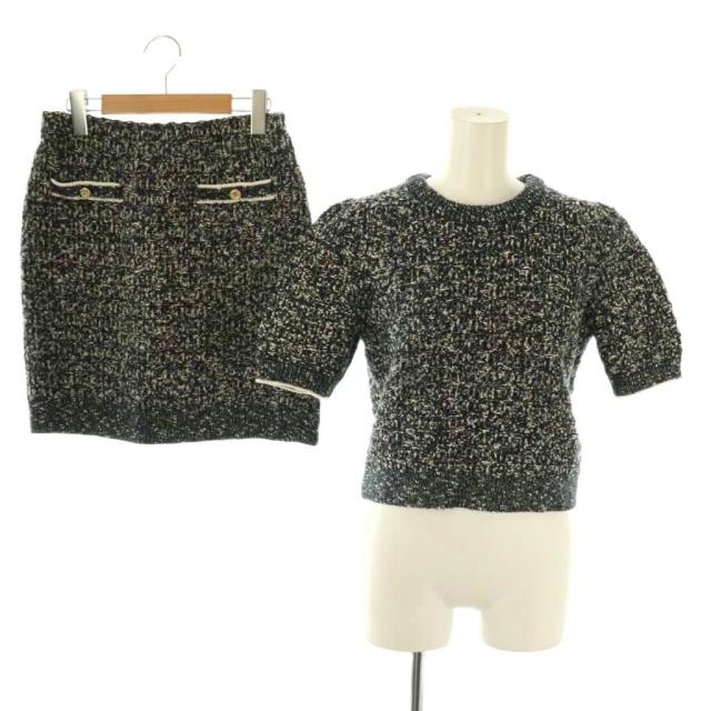 【中古】ハーリップトゥ 24AW Twinkle Tweed Knit Set セットアップ ニット セーター ミニスカート タイト M