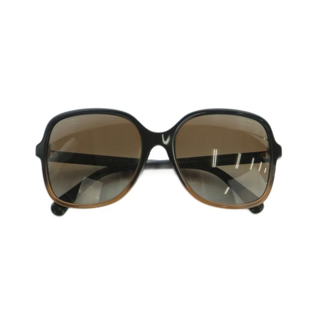 【中古】シャネル サングラス 眼鏡 セルフレーム グラデーションレンズ ココマーク 58□18-140 黒 ブラウン 5349-A