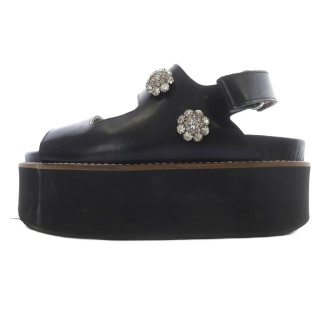 【中古】ガニー GANNI ビジュー 厚底 サンダル ストラップ 23.5cm 黒 ブラック /SR レディース