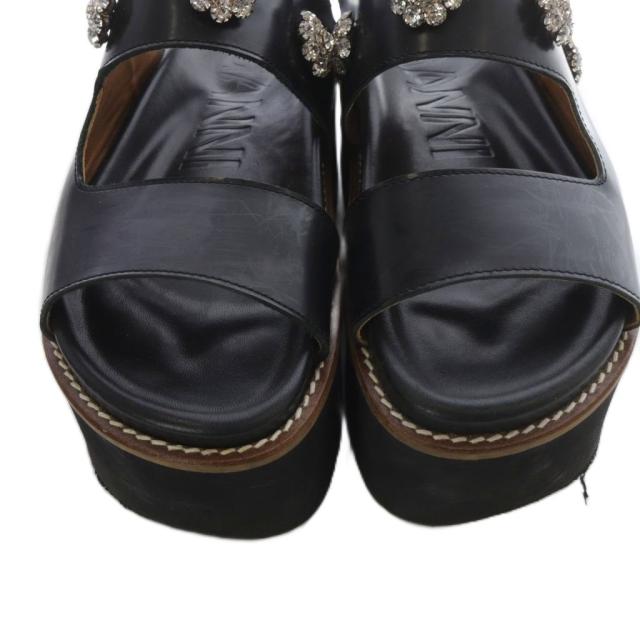 【中古】ガニー GANNI ビジュー 厚底 サンダル ストラップ 23.5cm 黒 ブラック /SR レディース