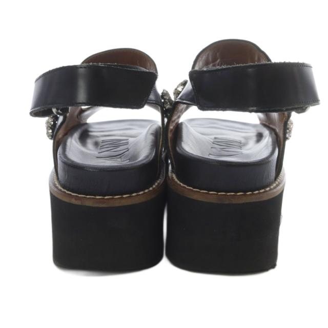 【中古】ガニー GANNI ビジュー 厚底 サンダル ストラップ 23.5cm 黒 ブラック /SR レディース