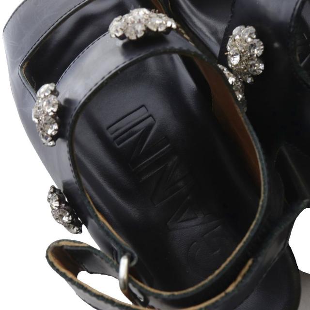 【中古】ガニー GANNI ビジュー 厚底 サンダル ストラップ 23.5cm 黒 ブラック /SR レディース