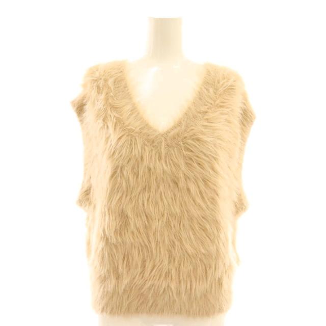 【中古】ウィムガゼット Whim Gazette シャギーニットジレ ベスト プルオーバー F ベージュ /DF ■OS レディース