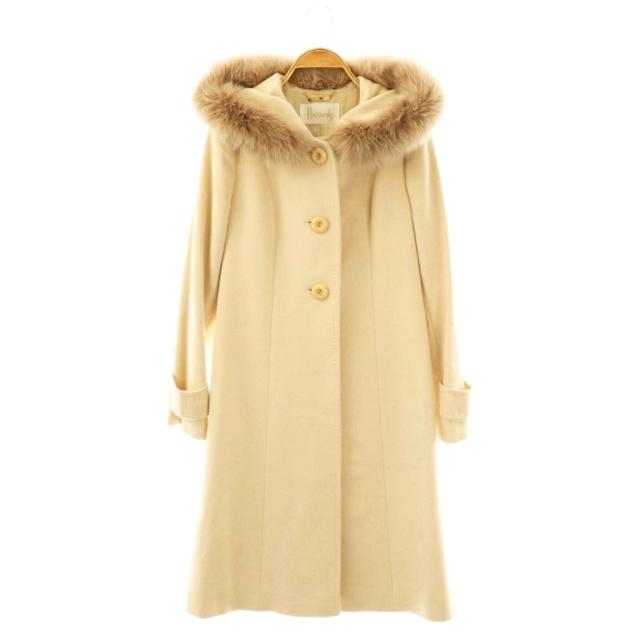 【中古】ハロッズ Harrods アンゴラ混フォックスファーコート アウター 1 アイボリー /DF ■OS レディース