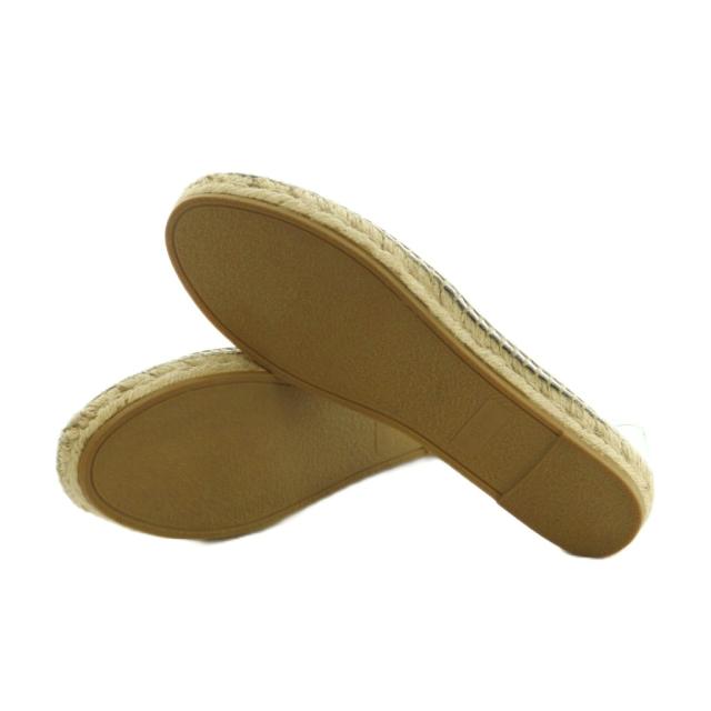 【中古】サンローラン パリ エンボスドレザーエスパドリーユ スリッポン 37 23.5cm シルバーカラー LK 458573