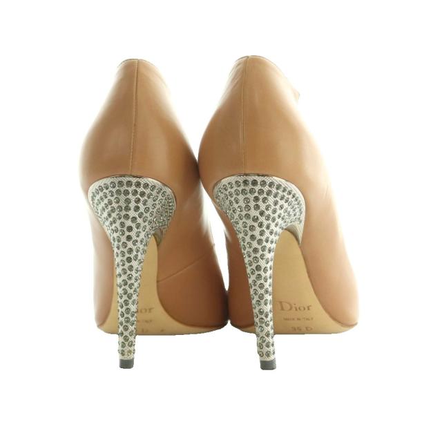 【中古】クリスチャンディオール パンプス ポインテッドトゥ クリスタルヒール 36D 23.0cm ベージュ MD0416