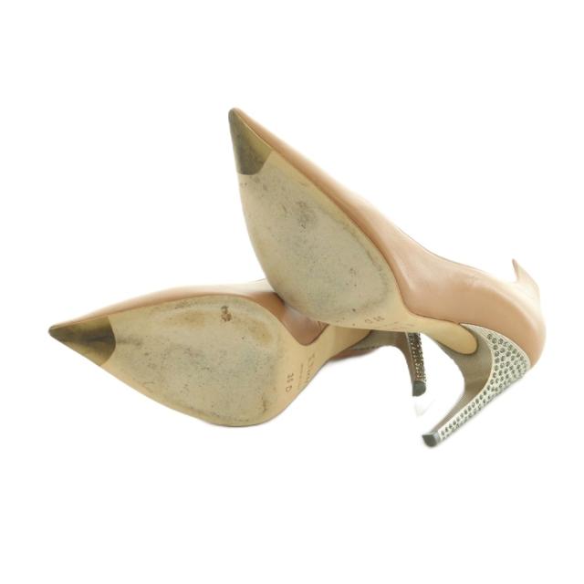【中古】クリスチャンディオール パンプス ポインテッドトゥ クリスタルヒール 36D 23.0cm ベージュ MD0416