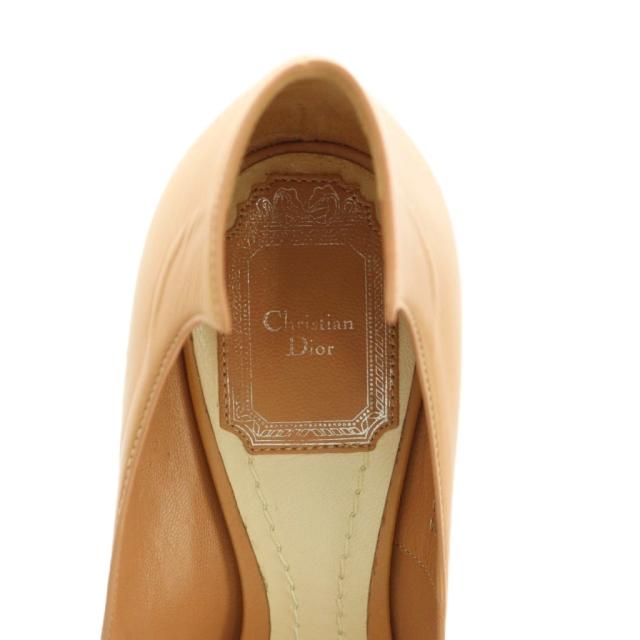 【中古】クリスチャンディオール パンプス ポインテッドトゥ クリスタルヒール 36D 23.0cm ベージュ MD0416
