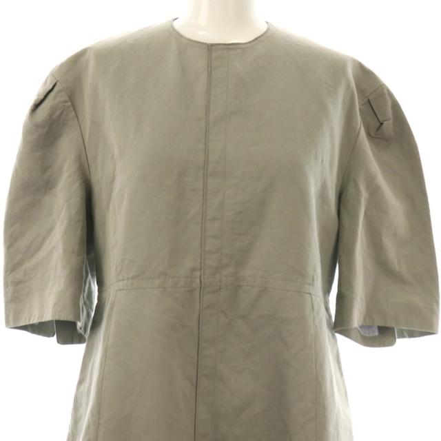 中古】ブラミンク BLAMINK コットンリネン半袖ワンピース ロング 36